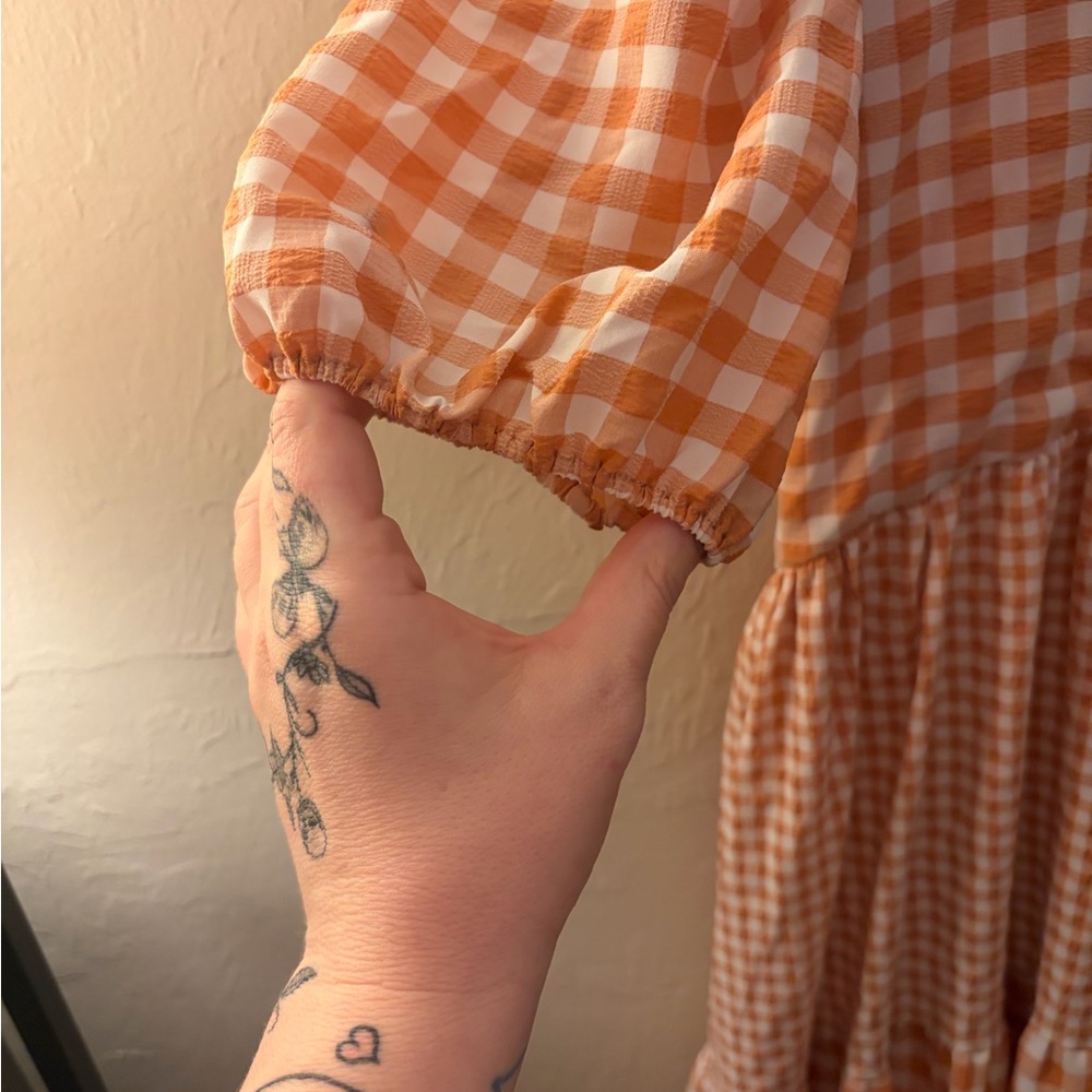 English Factory Peach Gingham Tiered Maxi Dress - Picture 5 of 6